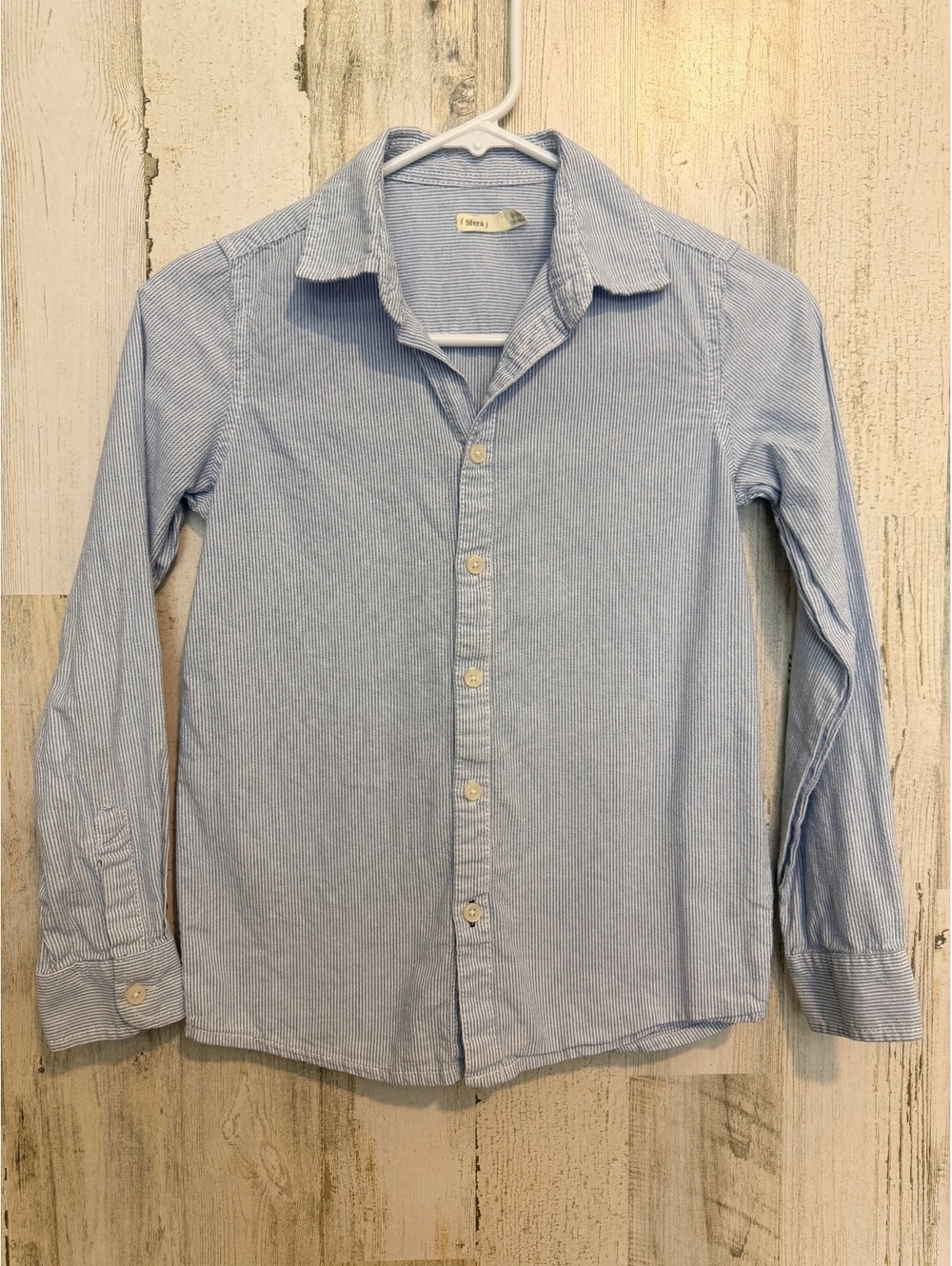 Sfera Kids 9-10 Button-Up Shirt Light Blue Cotton
